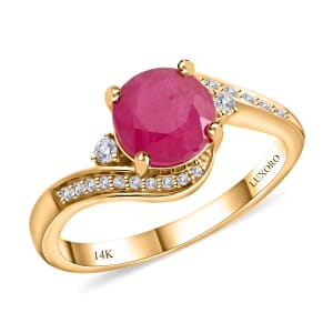 Certified & Appraised Luxoro 14K Yellow Gold AAA Mozambique Ruby, Diamond (I2) Ring (Size 6.5) 1.80 ctw