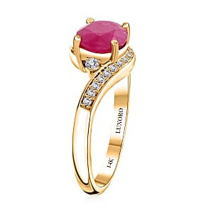 Certified & Appraised Luxoro 14K Yellow Gold AAA Montepuez Ruby and I2 Diamond Ring (Size 8.0) 1.80 ctw