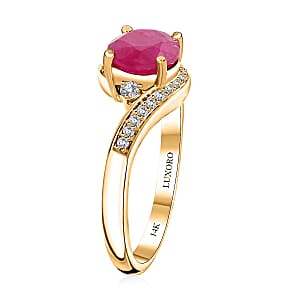 Certified & Appraised Luxoro 14K Yellow Gold AAA Montepuez Ruby and I2 Diamond Ring (Size 9.0) 1.80 ctw
