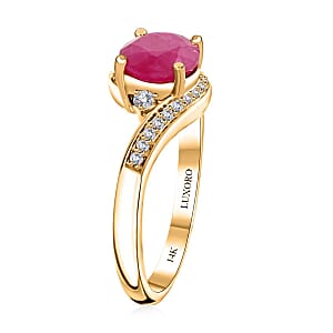 Certified & Appraised Luxoro 14K Yellow Gold AAA Mozambique Ruby, Diamond (I2) Ring (Size 9.5) 1.80 ctw