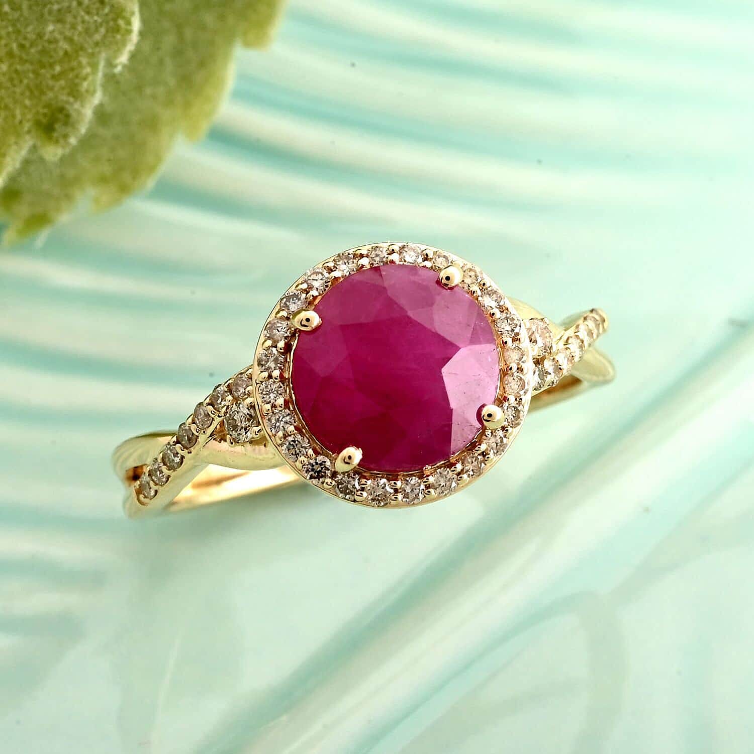 Certified & Appraised Luxoro 14K Yellow Gold AAA Mozambique Ruby and I2 Diamond Ring (Size 10.0) 4.30 Grams 2.75 ctw