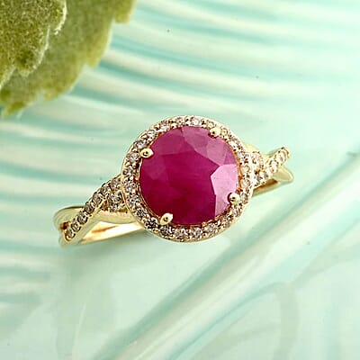 Certified & Appraised Luxoro 14K Yellow Gold AAA Mozambique Ruby and I2 Diamond Ring (Size 10.0) 4.30 Grams 2.75 ctw