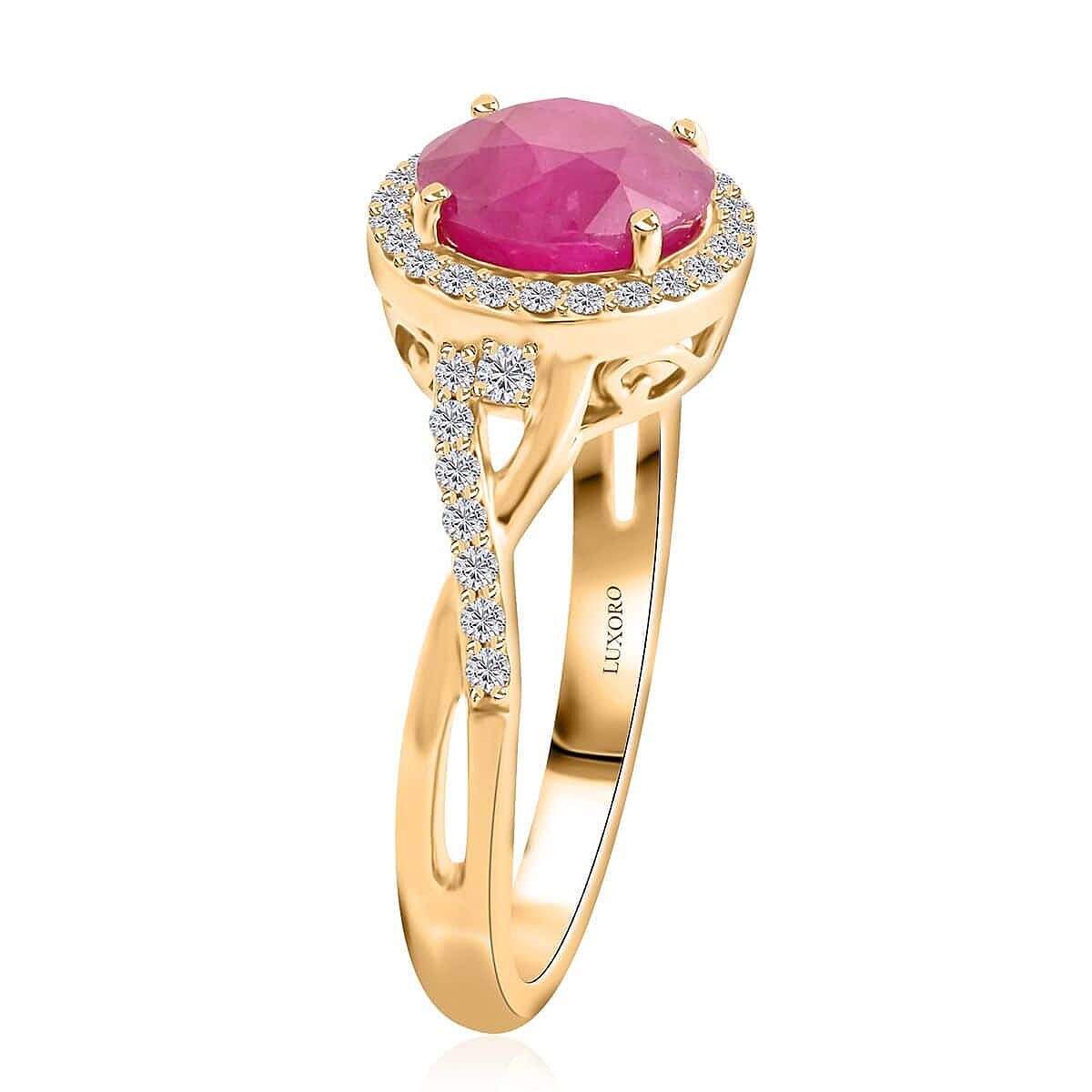 Certified & Appraised Luxoro 14K Yellow Gold AAA Mozambique Ruby and I2 Diamond Ring (Size 10.0) 4.30 Grams 2.75 ctw