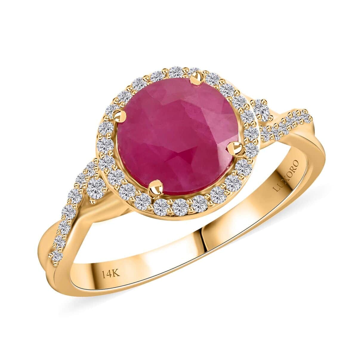 Certified & Appraised Luxoro 14K Yellow Gold AAA Mozambique Ruby, Diamond (I2) (0.26 cts) Ring (Size 10.5) (4.30 g) 2.75 ctw image number 0