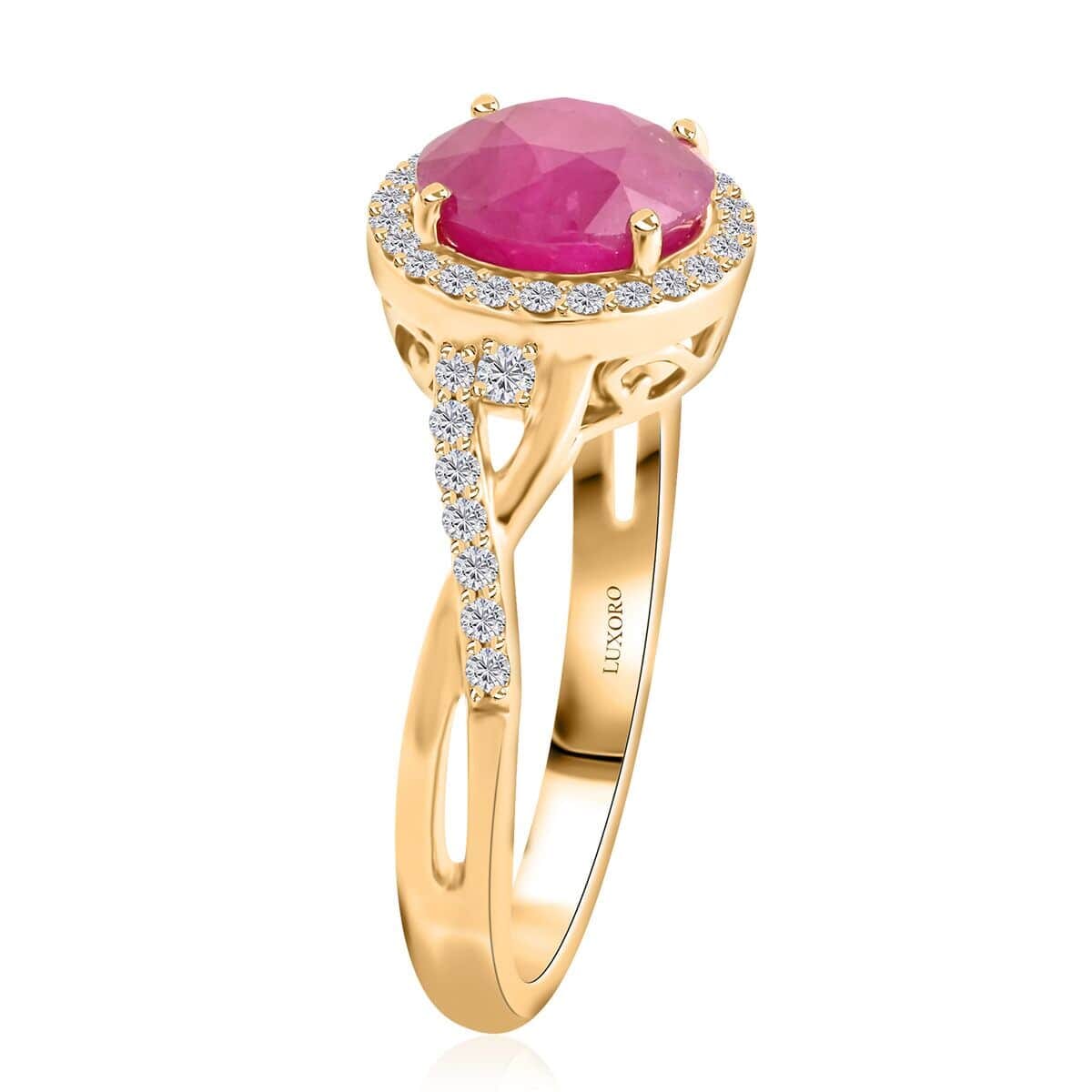 Certified & Appraised Luxoro 14K Yellow Gold AAA Mozambique Ruby, Diamond (I2) (0.26 cts) Ring (Size 10.5) (4.30 g) 2.75 ctw image number 3