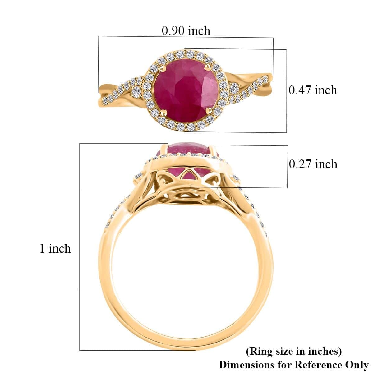 Certified & Appraised Luxoro 14K Yellow Gold AAA Mozambique Ruby, Diamond (I2) (0.26 cts) Ring (Size 10.5) (4.30 g) 2.75 ctw image number 5