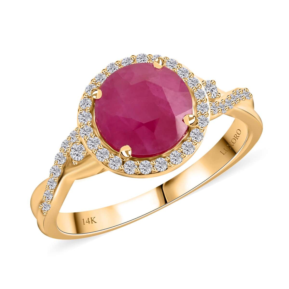 Certified & Appraised Luxoro 14K Yellow Gold AAA Mozambique Ruby and I2 Diamond Ring (Size 8.0) 4.30 Grams 2.75 ctw image number 0