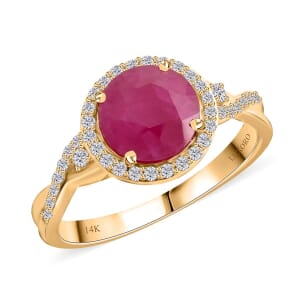 Certified & Appraised Luxoro 14K Yellow Gold AAA Mozambique Ruby, Diamond (I2) (0.26 cts) Ring (Size 9.5) (4.30 g) 2.75 ctw