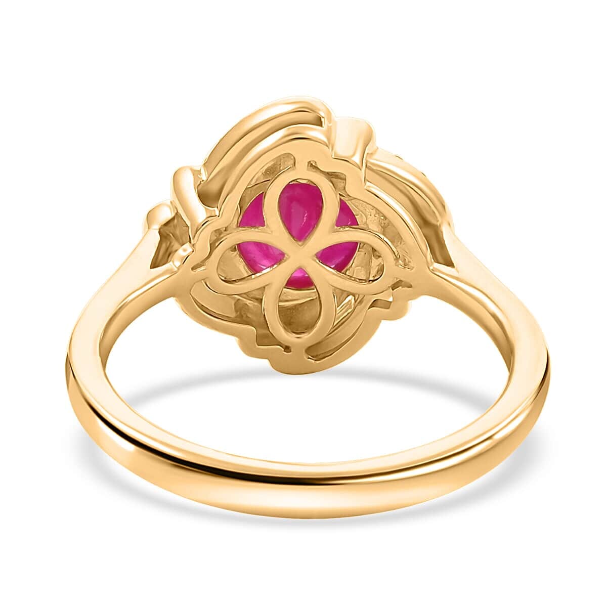 Certified & Appraised Luxoro AAA Mozambique Ruby and I2 Diamond 2.15 ctw Ring in 14K Yellow Gold (Size 6.5) 4.10 Grams image number 4