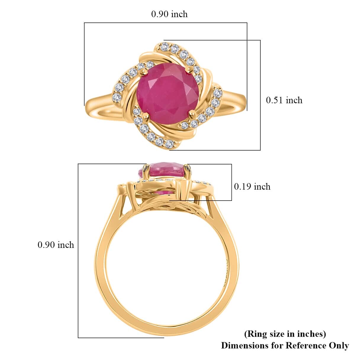 Certified & Appraised Luxoro AAA Mozambique Ruby and I2 Diamond 2.15 ctw Ring in 14K Yellow Gold (Size 6.5) 4.10 Grams image number 5
