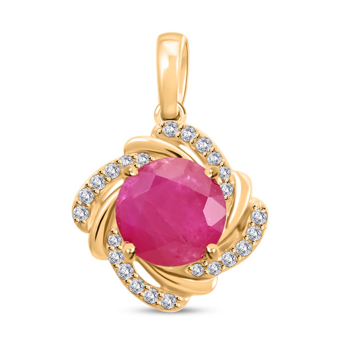 Certified & Appraised Luxoro 14K Yellow Gold AAA Mozambique Ruby and I2 Diamond Pendant 2.15 ctw image number 0