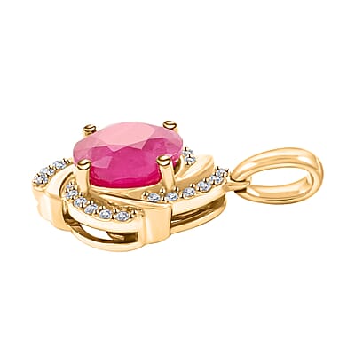 Certified & Appraised Luxoro 14K Yellow Gold AAA Mozambique Ruby and I2 Diamond Pendant 2.15 ctw