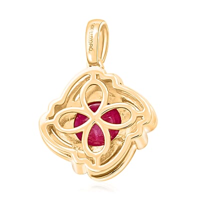 Certified & Appraised Luxoro 14K Yellow Gold AAA Mozambique Ruby and I2 Diamond Pendant 2.15 ctw