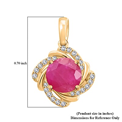 Certified & Appraised Luxoro 14K Yellow Gold AAA Mozambique Ruby and I2 Diamond Pendant 2.15 ctw