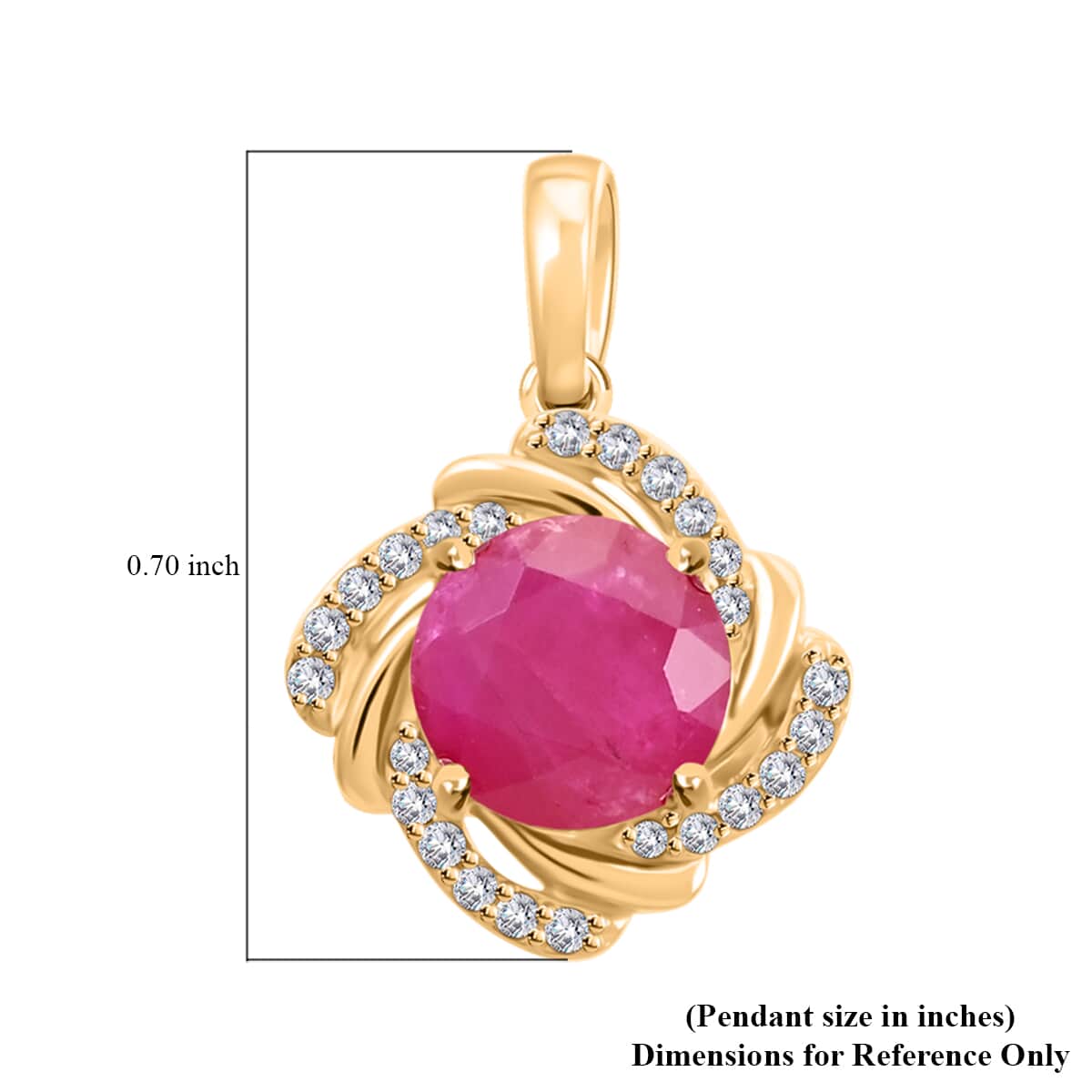 Certified & Appraised Luxoro 14K Yellow Gold AAA Mozambique Ruby and I2 Diamond Pendant 2.15 ctw image number 5