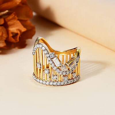Moissanite 1.30 ctw Ring in Vermeil Yellow Gold Over Sterling Silver (Size 6.0)