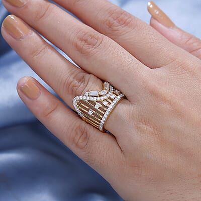 Moissanite 1.30 ctw Ring in Vermeil Yellow Gold Over Sterling Silver (Size 6.0)