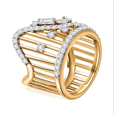Moissanite 1.30 ctw Ring in Vermeil Yellow Gold Over Sterling Silver (Size 6.0)