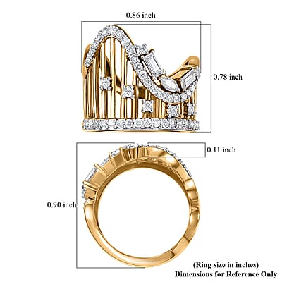 Moissanite 1.30 ctw Ring in Vermeil Yellow Gold Over Sterling Silver (Size 6.0)