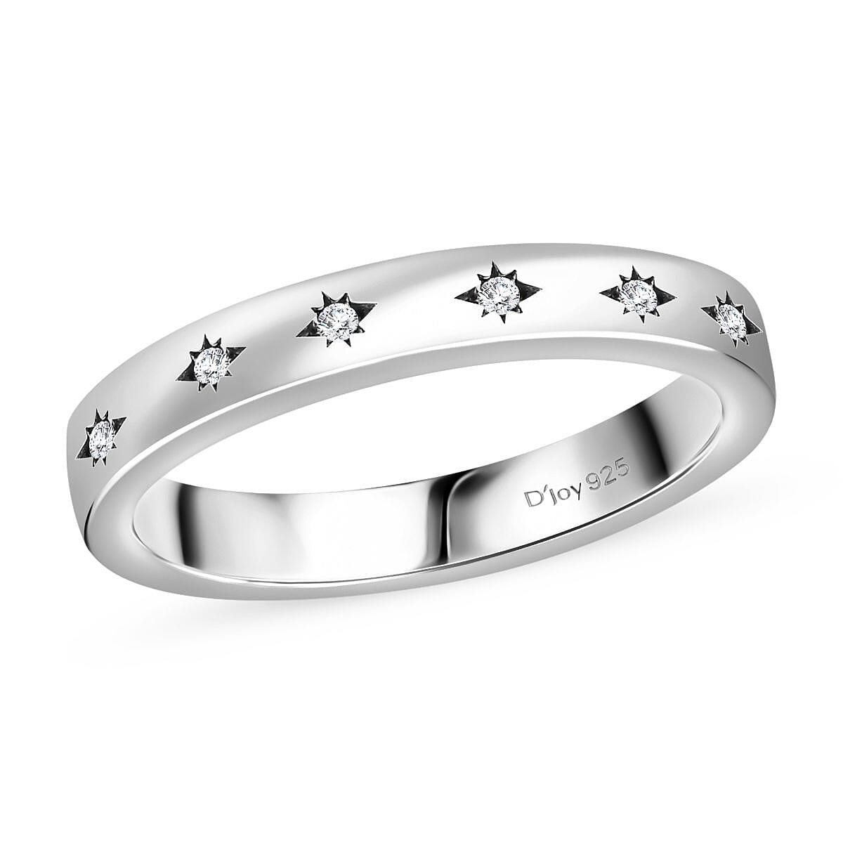 Diamond Accent Celestial Starburst Band Ring in Platinum Over Sterling Silver (Size 6.0)