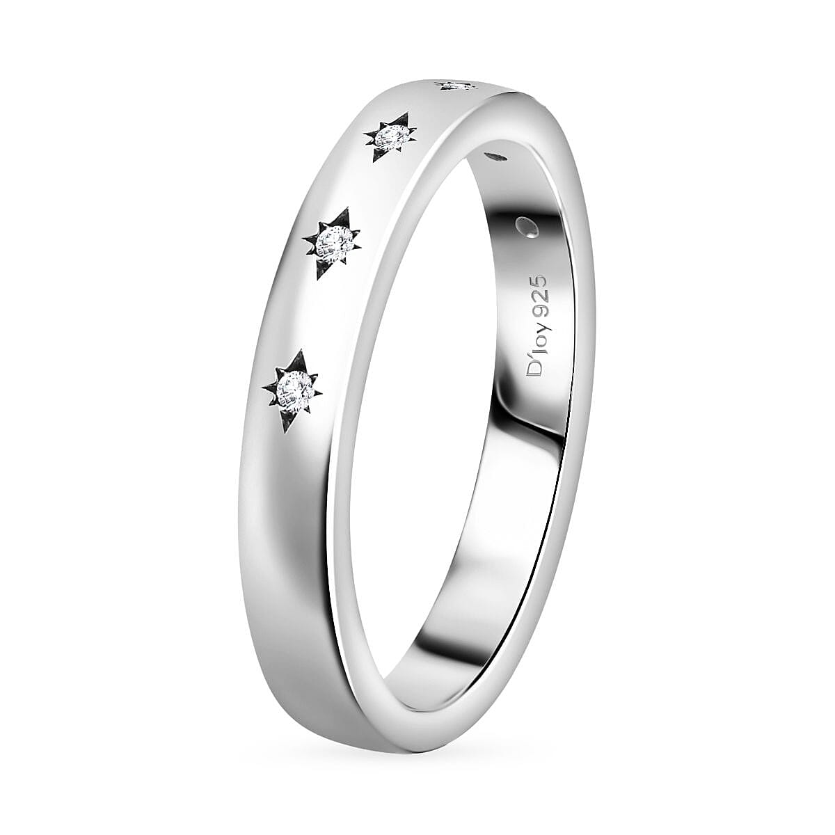 Diamond Accent Celestial Starburst Band Ring in Platinum Over Sterling Silver (Size 6.0)