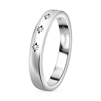 Diamond Accent Celestial Starburst Band Ring in Platinum Over Sterling Silver (Size 6.0)