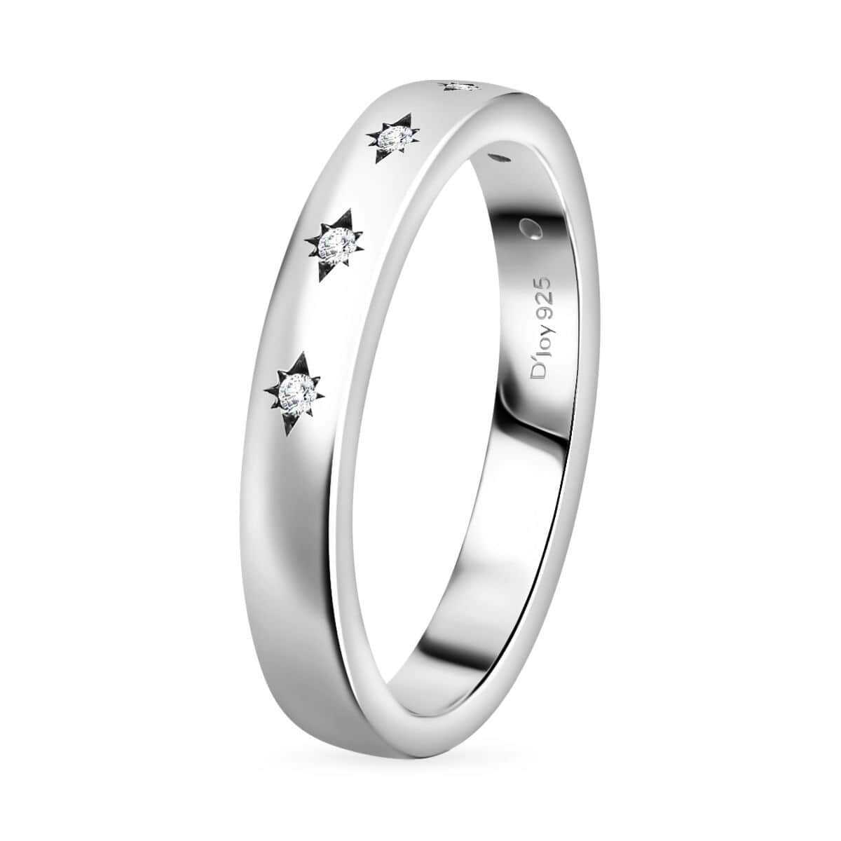 Diamond Accent Celestial Starburst Band Ring in Platinum Over Sterling Silver (Size 7.0) image number 3