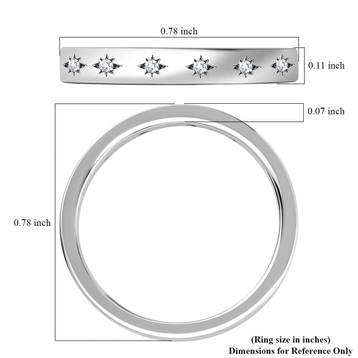 Diamond Accent Celestial Starburst Band Ring in Platinum Over Sterling Silver (Size 7.0) image number 5