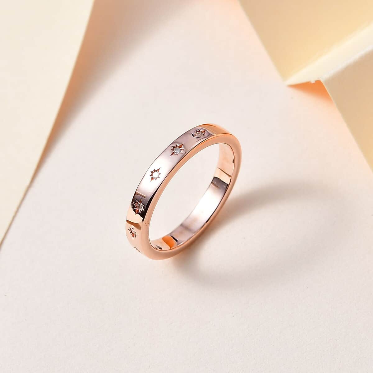 Diamond Accent Celestial Starburst Ring in Vermeil Rose Gold Over Sterling Silver (Size 6.0) image number 1