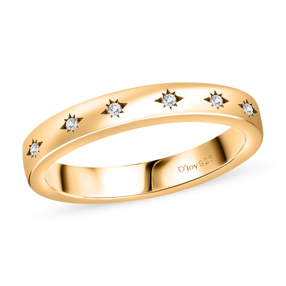 Diamond Accent Celestial Starburst Band Ring in Vermeil Yellow Gold Over Sterling Silver (Size 7.0) image number 0