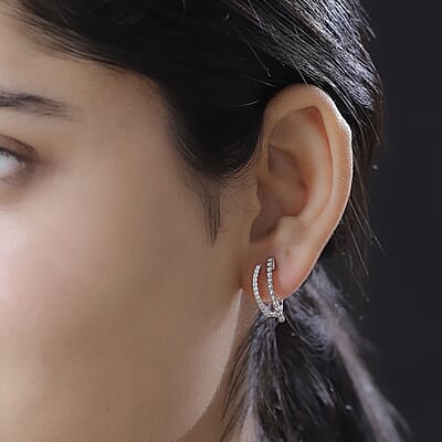 Moissanite 0.30 ctw Earrings in Platinum Over Sterling Silver