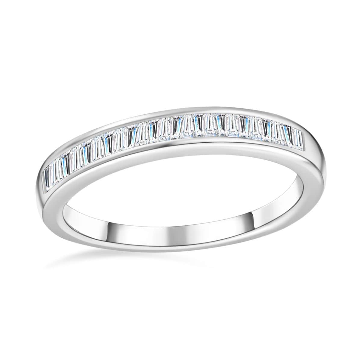 Mother’s Day Gift Diamond Half Eternity Band Ring in Platinum Over Sterling Silver (Size 6) 0.25 ctw image number 0
