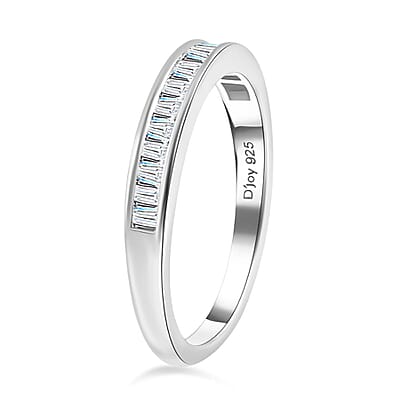 Diamond Half Eternity Band Ring in Platinum Over Sterling Silver (Size 6) 0.25 ctw