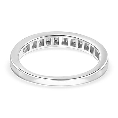 Diamond Half Eternity Band Ring in Platinum Over Sterling Silver (Size 6) 0.25 ctw