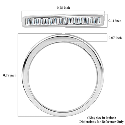 Diamond Half Eternity Band Ring in Platinum Over Sterling Silver (Size 6) 0.25 ctw