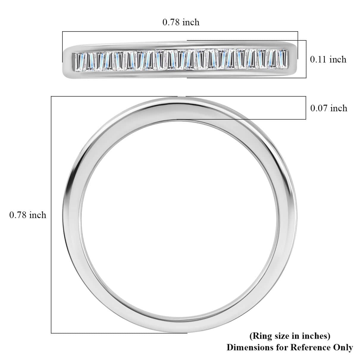 Diamond Half Eternity Band Ring in Platinum Over Sterling Silver (Size 7.0) 0.25 ctw image number 5