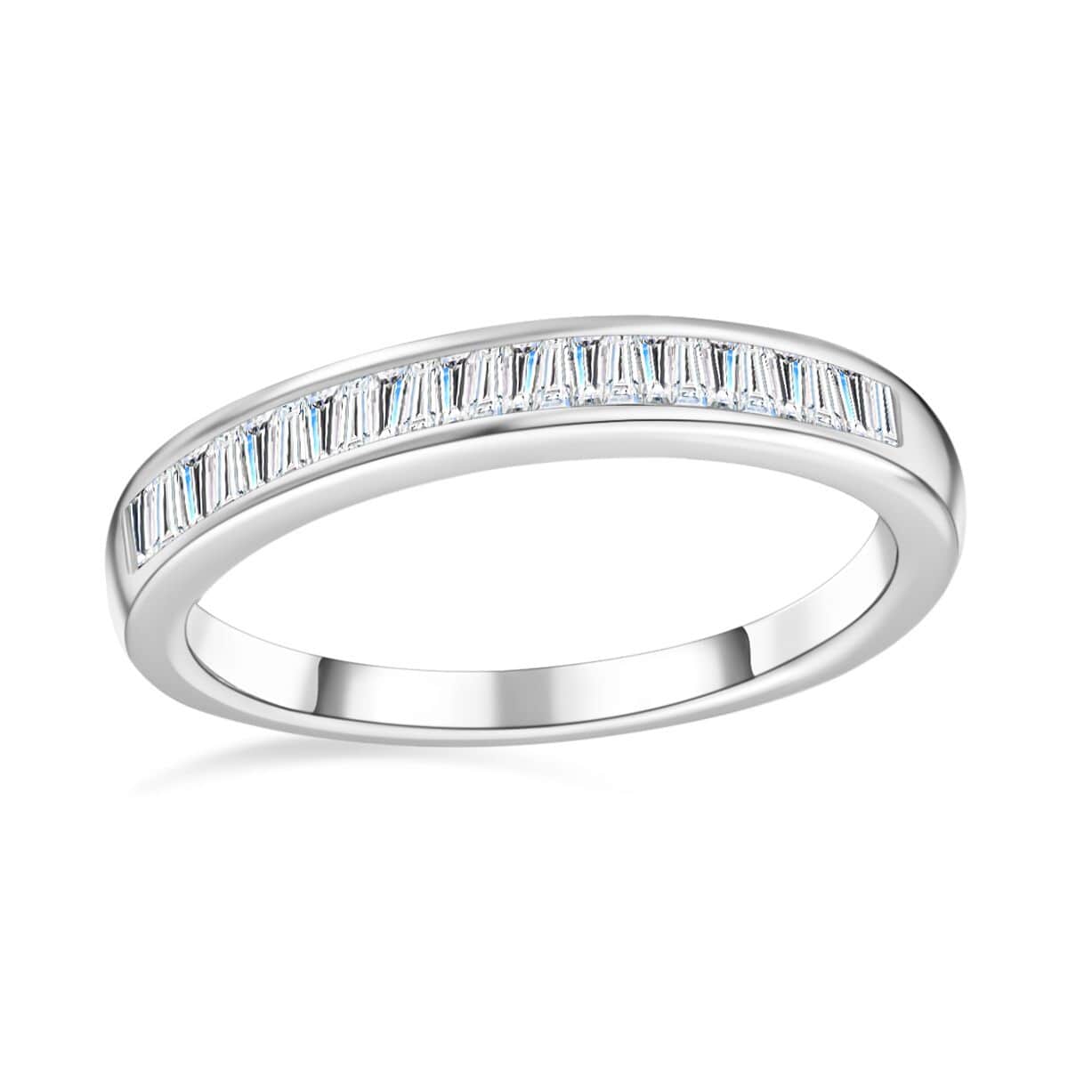 Diamond Half Eternity Band Ring in Platinum Over Sterling Silver (Size 9.0) 0.25 ctw image number 0