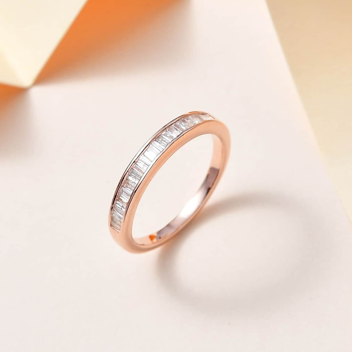 Diamond Half Eternity Band Ring in Vermeil Rose Gold Over Sterling Silver (Size 7.0) 0.25 ctw image number 1