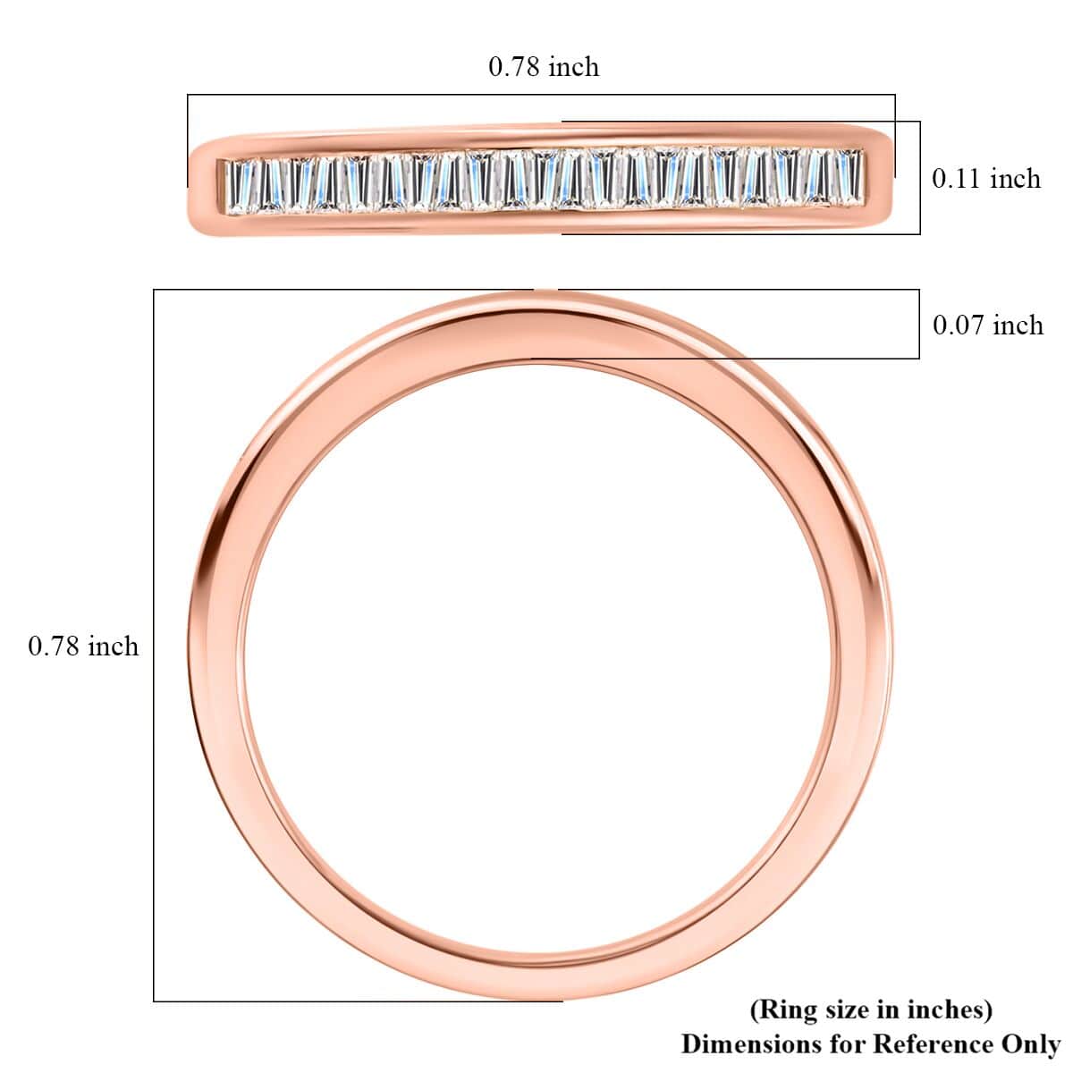 Diamond Half Eternity Band Ring in Vermeil Rose Gold Over Sterling Silver (Size 9.0) 0.25 ctw image number 5