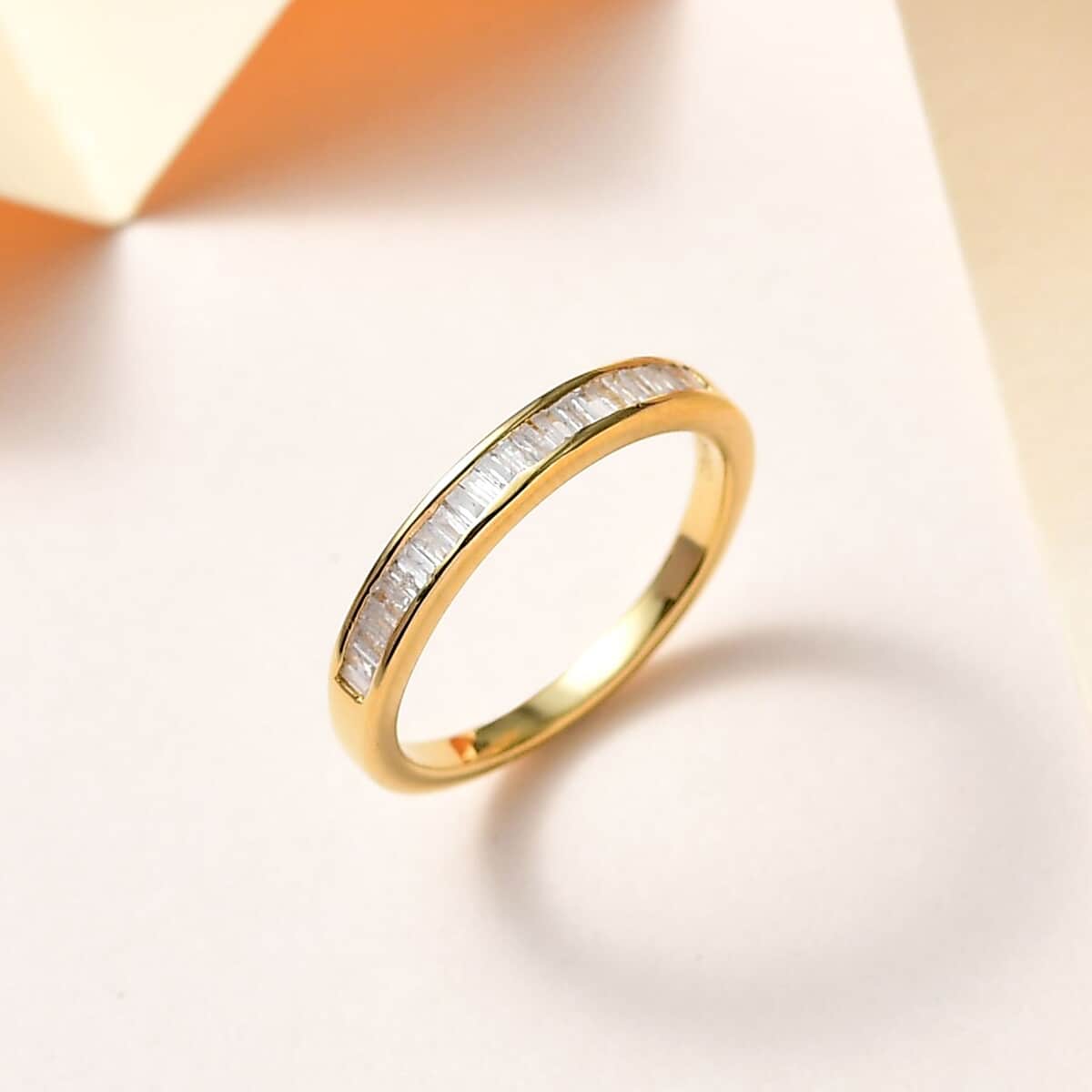 Diamond Half Eternity Band Ring in Vermeil Yellow Gold Over Sterling Silver (Size 7.0) 0.25 ctw image number 1
