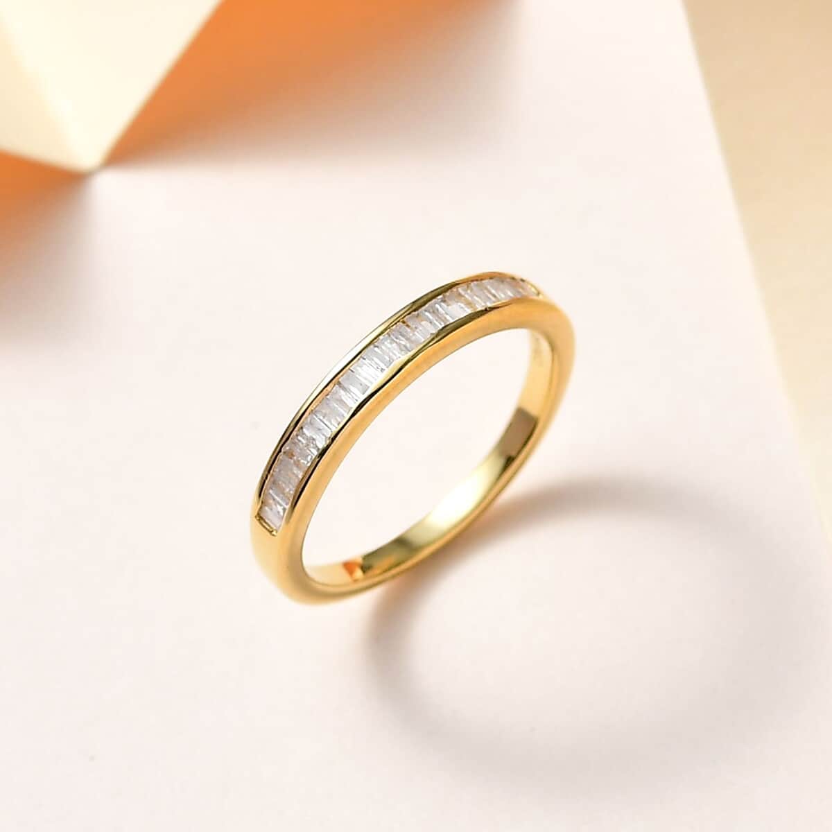 Diamond Half Eternity Band Ring in Vermeil Yellow Gold Over Sterling Silver (Size 9.0) 0.25 ctw image number 1