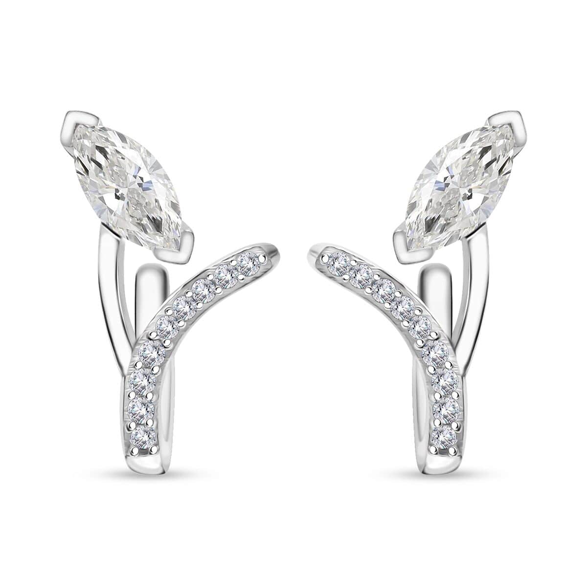 Moissanite 1.25 ctw Earrings in Platinum Over Sterling Silver  image number 0