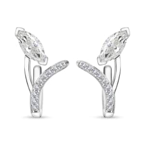 Moissanite 1.25 ctw Earrings in Platinum Over Sterling Silver 