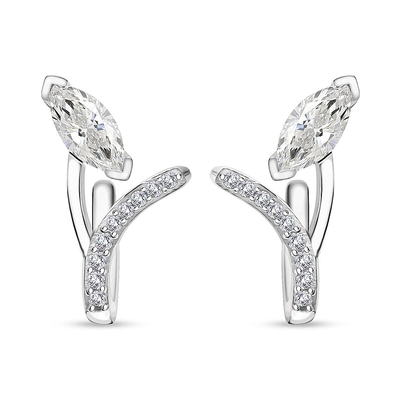 D'Joy Moissanite 1.25 ctw Earrings in Platinum Over Sterling Silver 