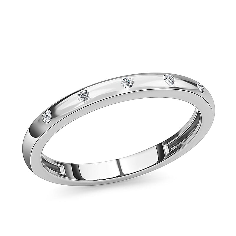 Diamond Accent Ring in Platinum Over Sterling Silver (Size 6) 0.05 ctw