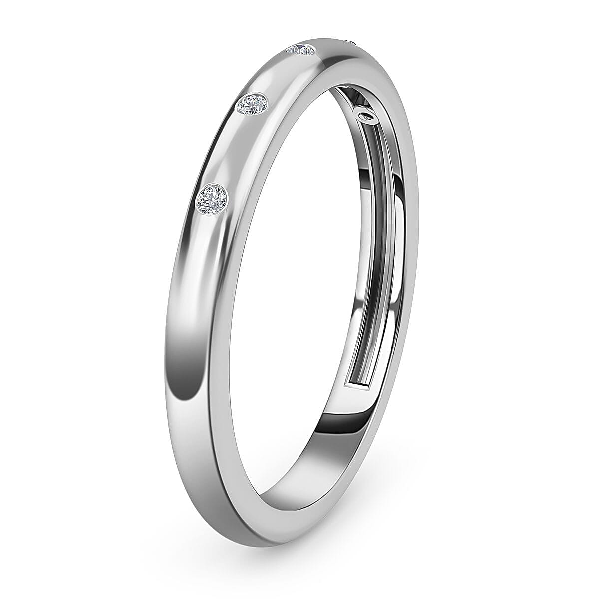 Diamond Accent Ring in Platinum Over Sterling Silver (Size 6) 0.05 ctw