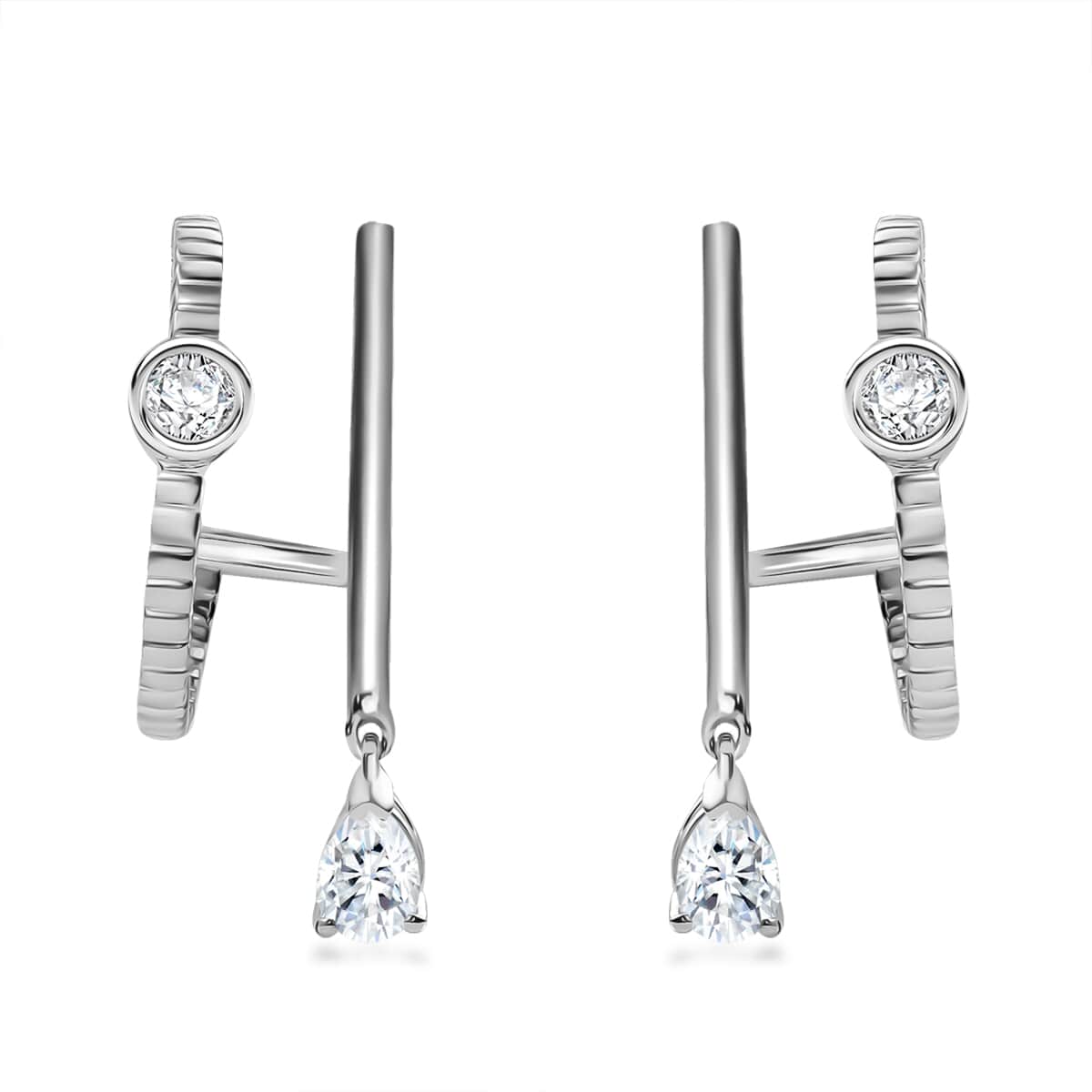 Moissanite 2.50 ctw Earrings in Platinum Over Sterling Silver  image number 0