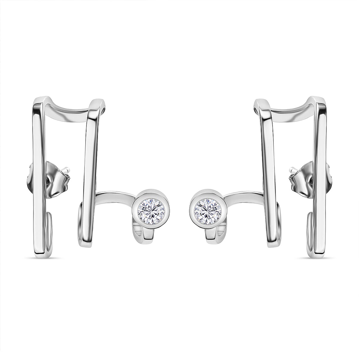 Moissanite 0.50 ctw Earrings in Platinum Over Sterling Silver