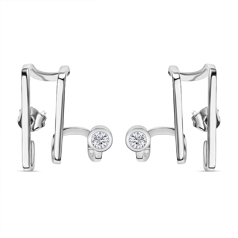 Moissanite 0.50 ctw Earrings in Platinum Over Sterling Silver