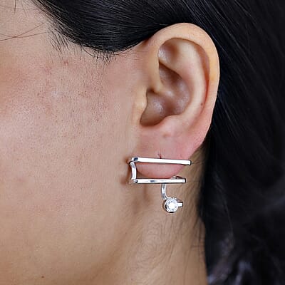 Moissanite 0.50 ctw Earrings in Platinum Over Sterling Silver